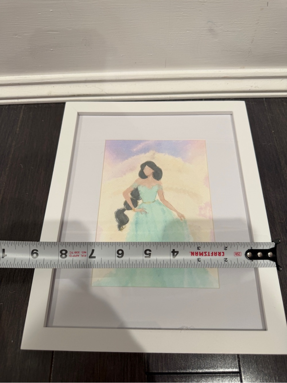 NWOT CUSTOM MADE Disney Princess Jasmine Watercolor Portrait Frame 11” x 9” - Picture 6 of 6